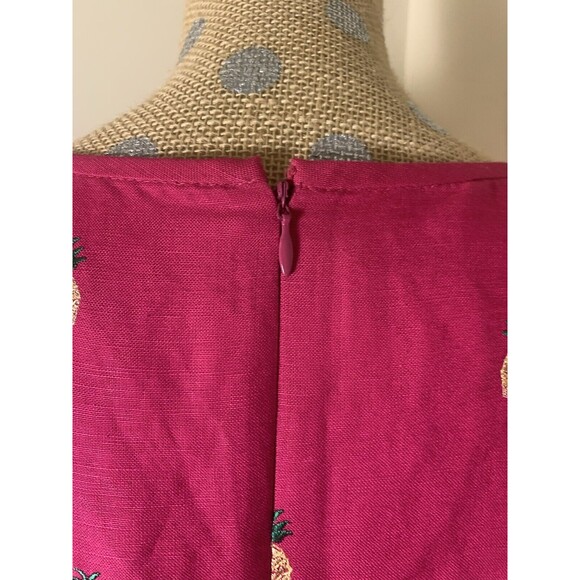 Talbots VtG Pink Pineapple Linen Blend Dress Embroidered Dress USA Summer 8 - Picture 5 of 14